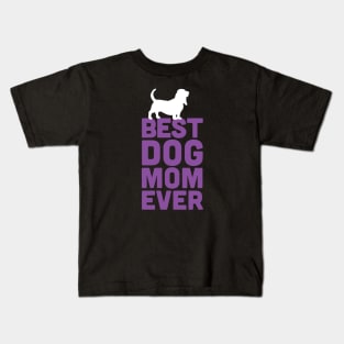 Best Basset Hound Dog Mom Ever - Purple Dog Lover Gift Kids T-Shirt